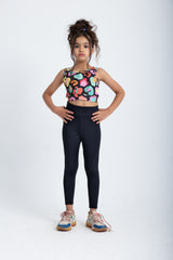 Colorful Crop Top and Black Leggings Sport Outfit