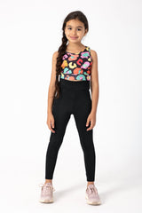 Colorful Crop Top and Black Leggings Sport Outfit