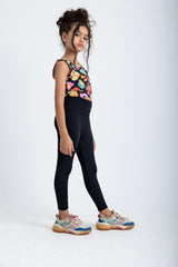 Colorful Crop Top and Black Leggings Sport Outfit