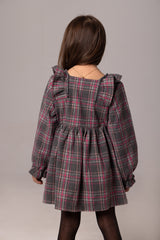 Square Neck Gray Strips Dress