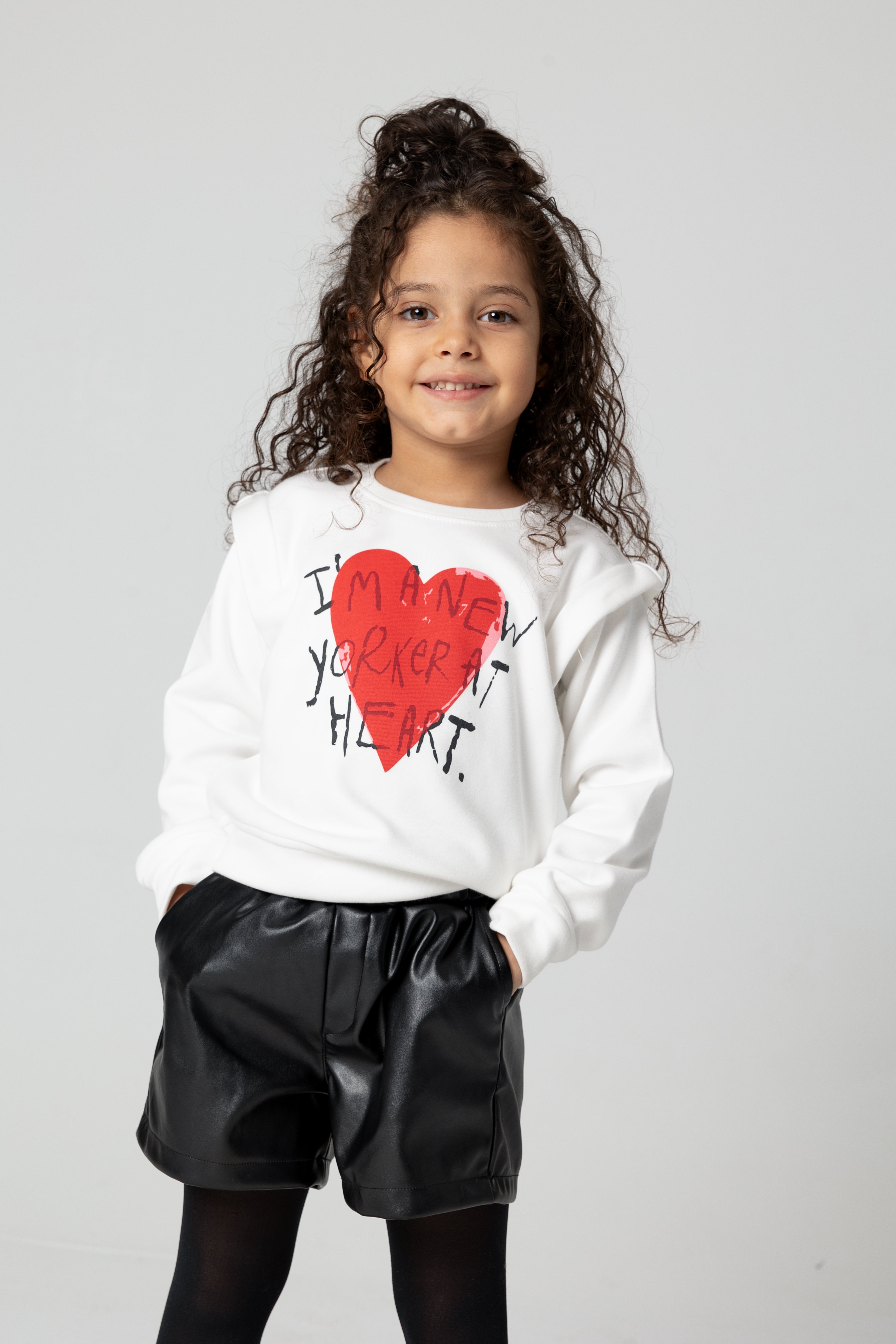 New Yorker Heart Brushed White Top