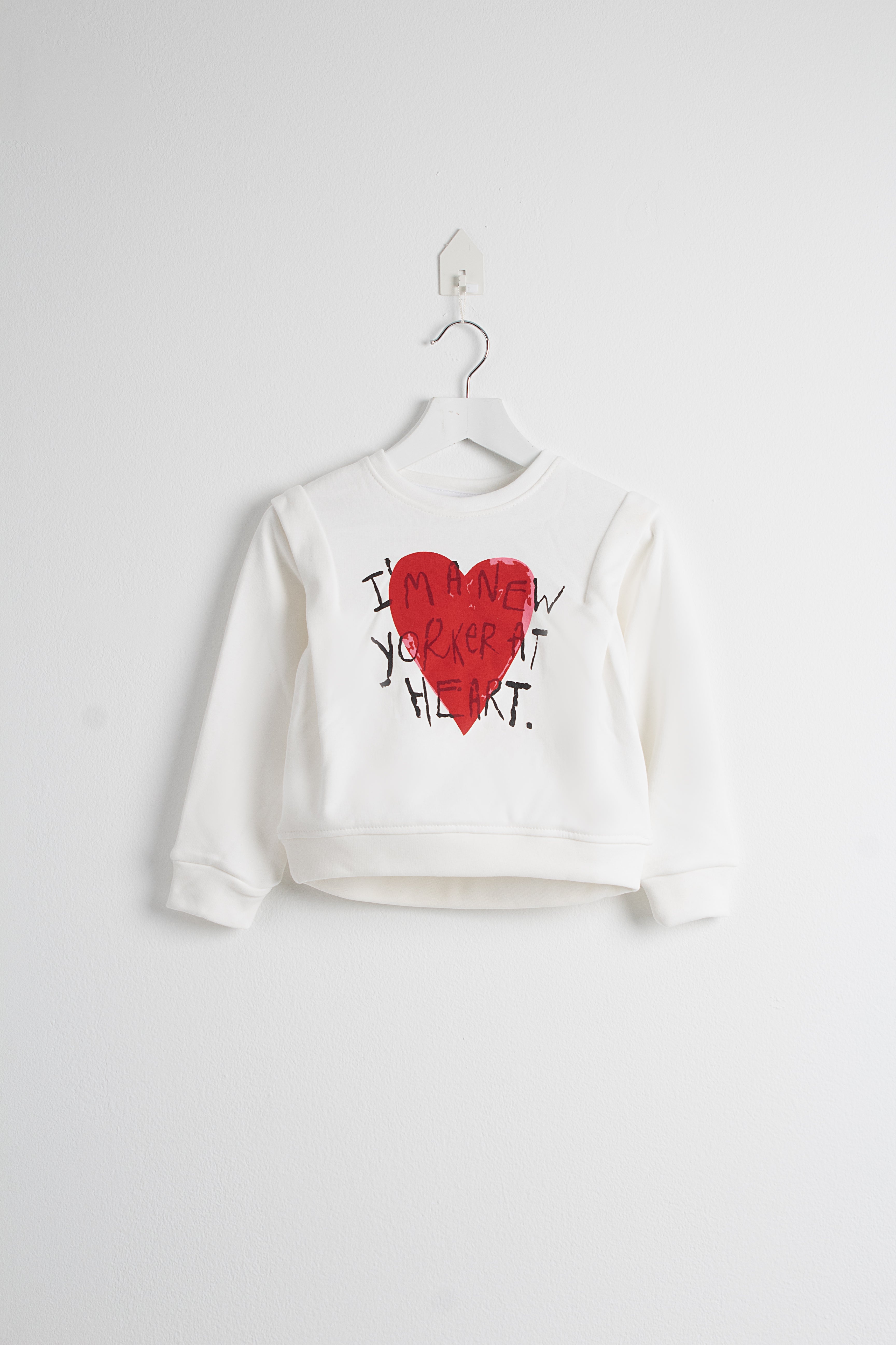 New Yorker Heart Brushed White Top