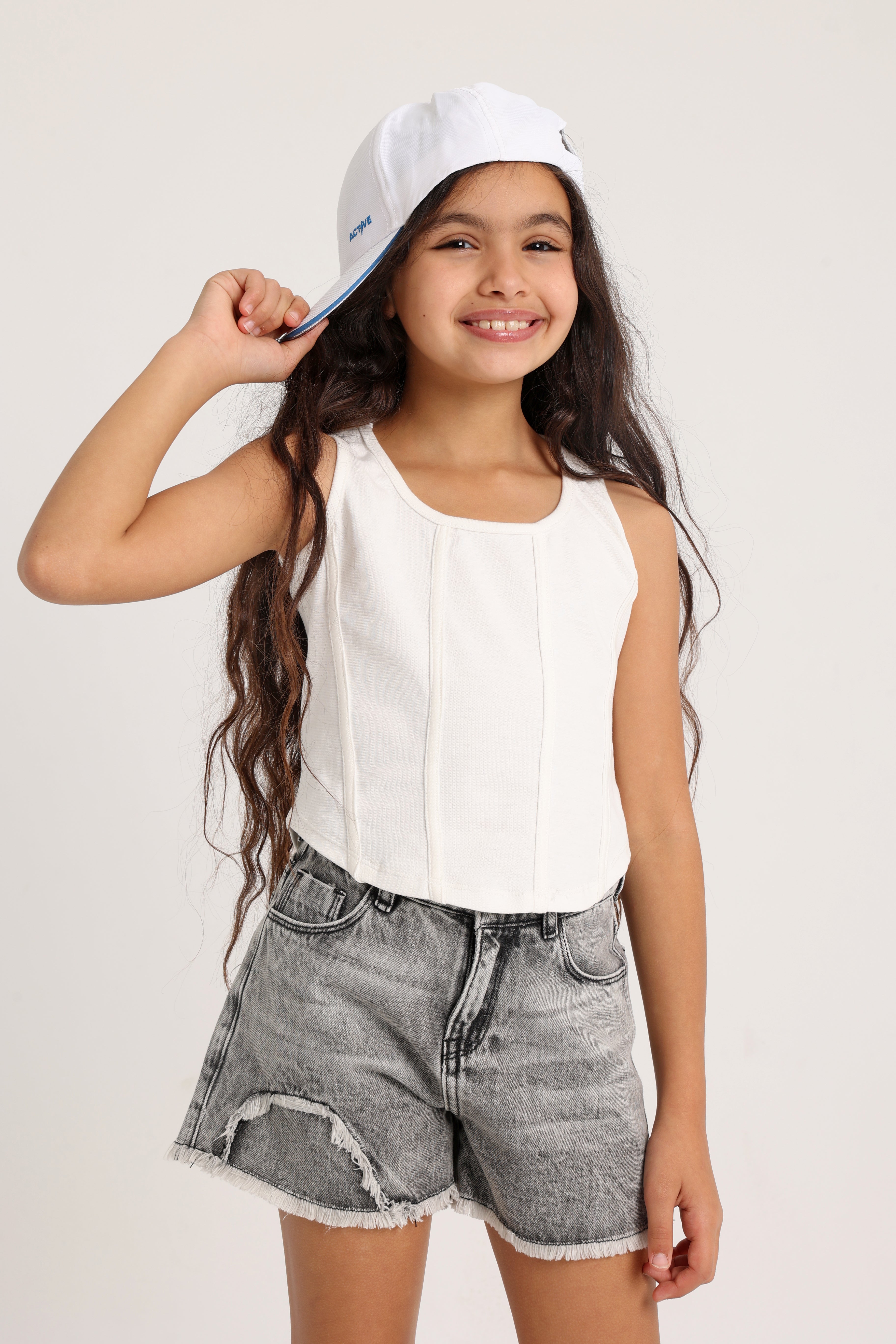 Light Gray Ripped Denim Short