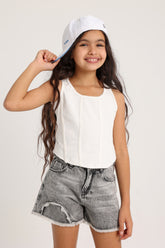 Light Gray Ripped Denim Short