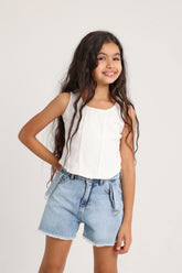 Drop Belt Denim Short