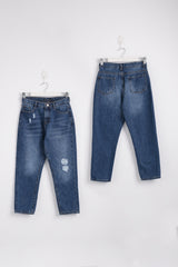 Ripped Knee Girls Dark Jeans