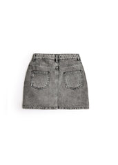 Denim Mini Skirt - Gray