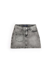 Denim Mini Skirt - Gray