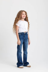 Girls Trendy Flare Dark Jeans
