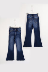 Girls Trendy Flare Dark Jeans