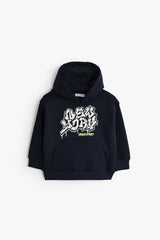 Graffiti Print Hoodie- Dark Blue