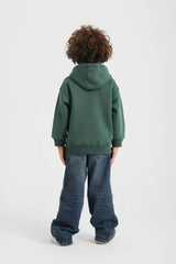 Animal Adventure Cartoon Hoodie - Dark Olive
