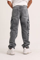Cargo Pockets Gray Jeans