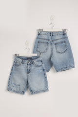 Cutted Denim Short Dark Jeans
