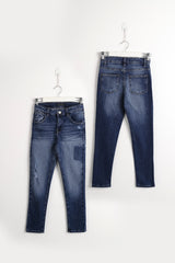 Faded Wash Dark Blue Denim Jeans
