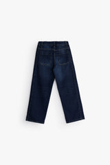 Relaxed Curved Denim - Dark Blue