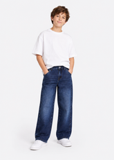 Relaxed Curved Denim - Dark Blue