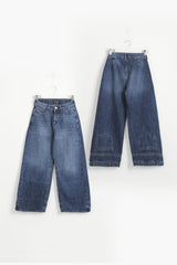 بنطلون جينز بناتي واسع غامق