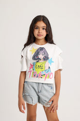 White Cold Shoulder TOKYO T-Shirt