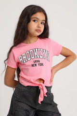 BROOKLYN Tie Front T-shirt
