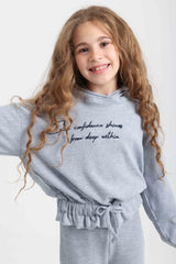 Ruched Waist Light Gray Cotton Set