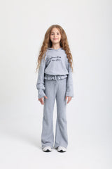 Ruched Waist Light Gray Cotton Set