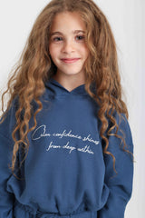 Ruched Waist Dark Blue Cotton Set