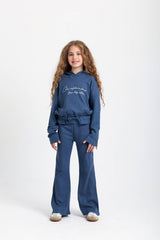 Ruched Waist Dark Blue Cotton Set