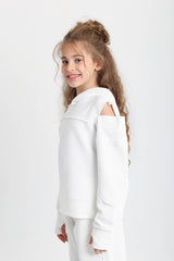 Cold Shoulder White Cotton Set