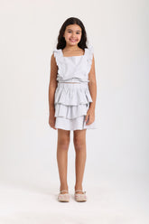 Tiered Skirt Set - Gray