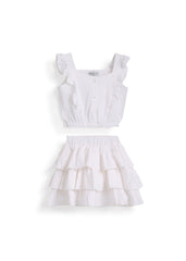 Tiered Skirt Set - White
