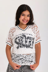 Lace Overlay Top - White