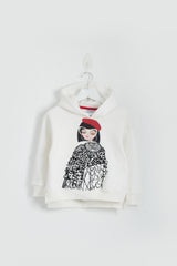 Red Beret Girl White Sweatshirt