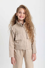 Utility Chic Beige Gabardine Set