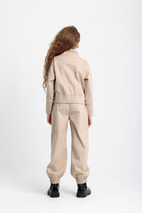 Utility Chic Beige Gabardine Set