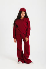 Wrap-Front & Flared Set - Burgundy