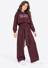 Tie-Waist Hoodie Set - Burgundy
