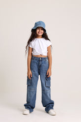 Baggie Knee Design Dark Jeans