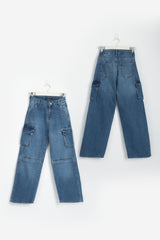 Baggie Knee Design Dark Jeans