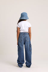 Baggie Knee Design Dark Jeans