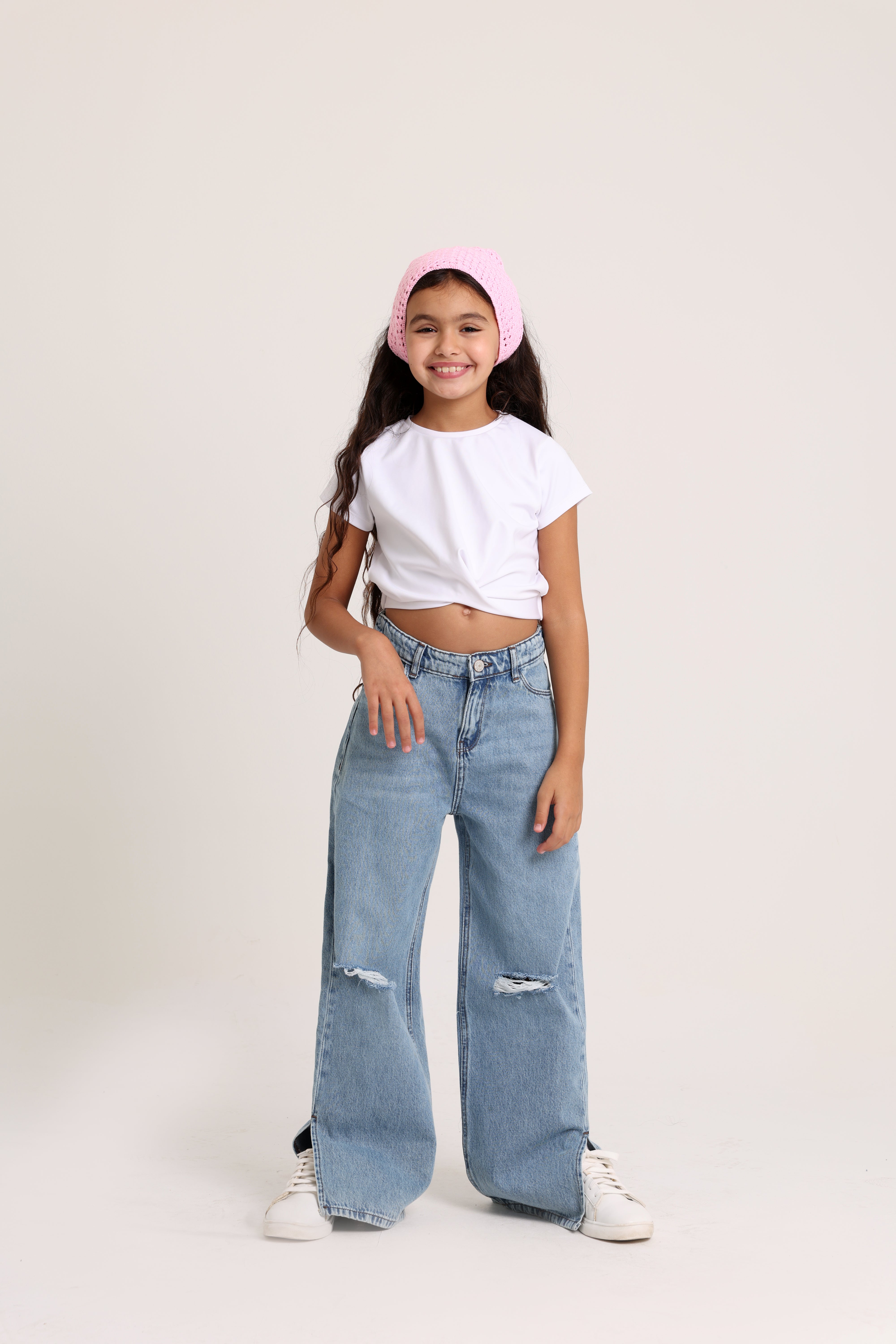 Ripped Knee Wide Leg Dark Jeans