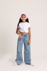 Ripped Knee Wide Leg Dark Jeans