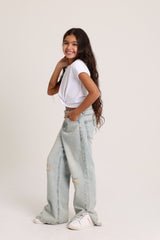 Ripped Knee Wide Leg Jeans