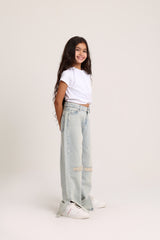 Ripped Knee Wide Leg Jeans