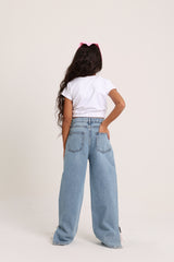 Ripped Knee Wide Leg Dark Jeans