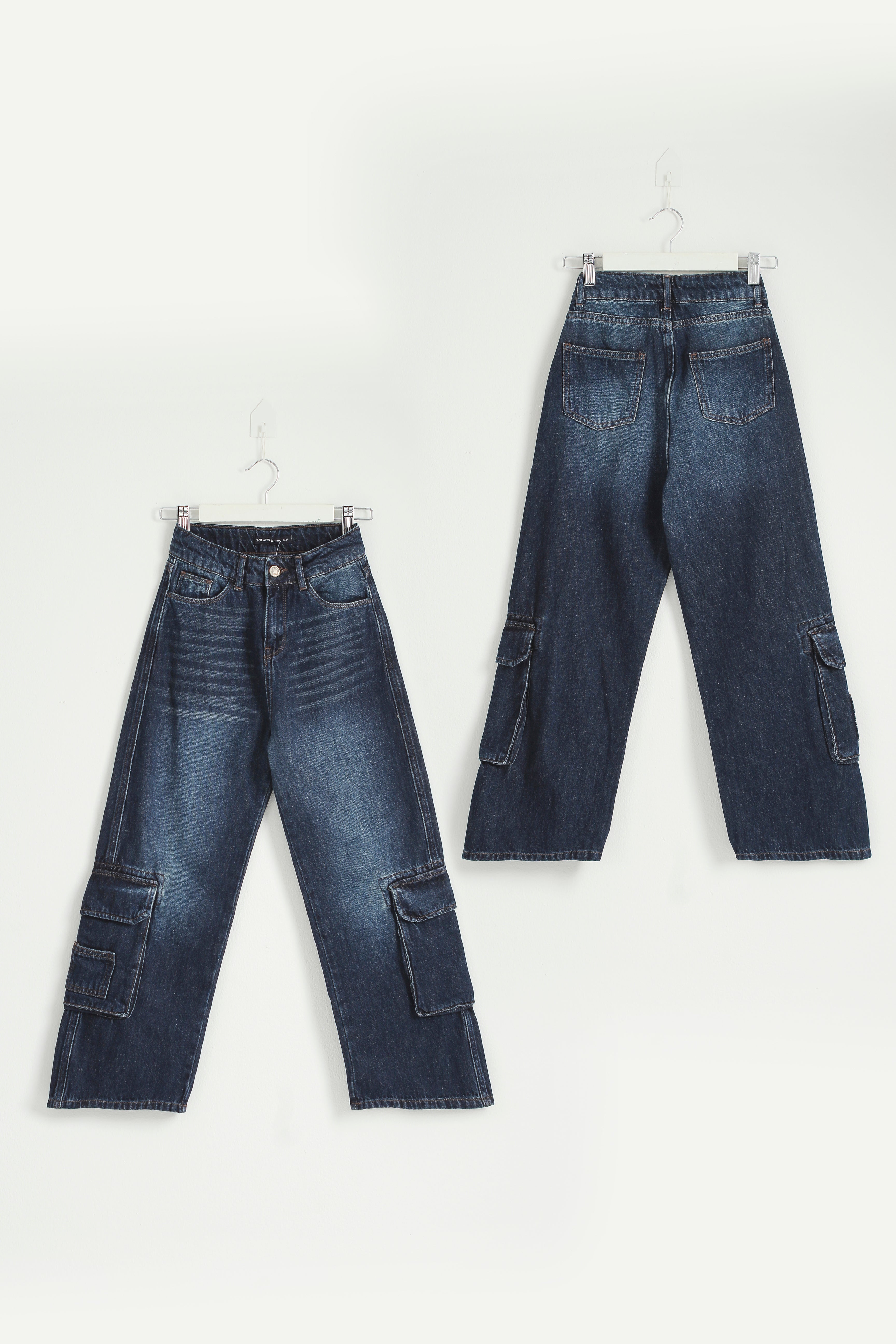 Under-Knee Side Pocket Dark Jeans