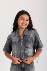Denim Co-ord Set - Gray