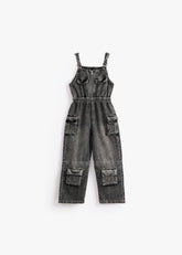 Pocket Parade Denim Overall - Gray