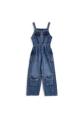 Pocket Parade Denim Overall - Dark Blue