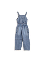 Pocket Parade Denim Overall - Light Blue